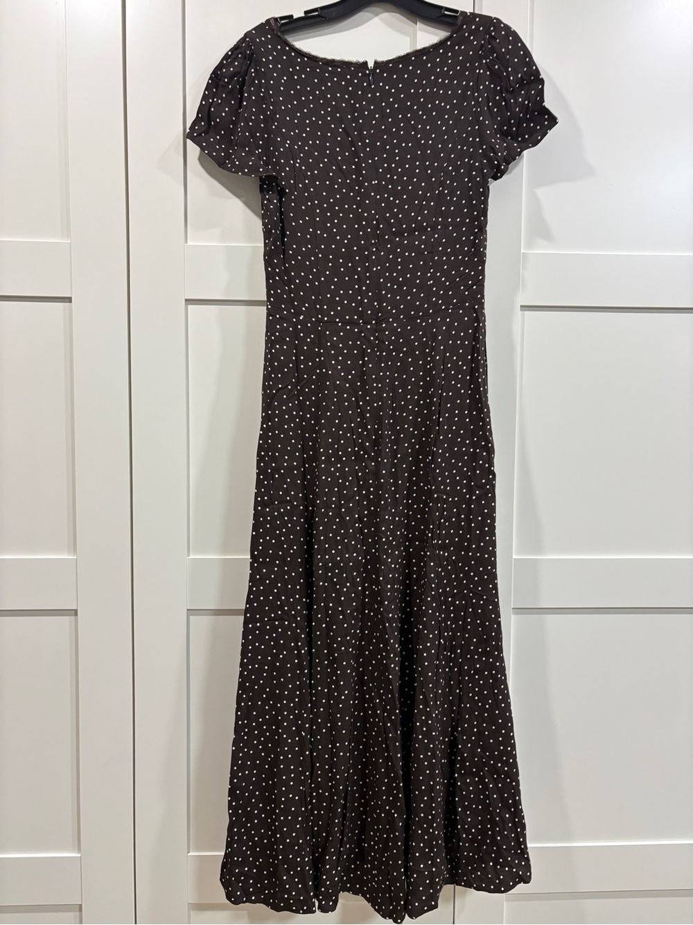 Reformation Afton A-line Maxi Dress with White Polka Dot Print - Picture 9 of 9